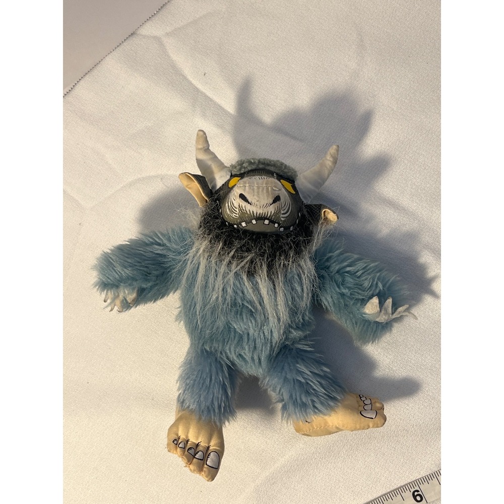Warner Bros Creature Plush Toy Blue‎ Fuzzy Monster Horns Stuffed Animal - Picture 2 of 6